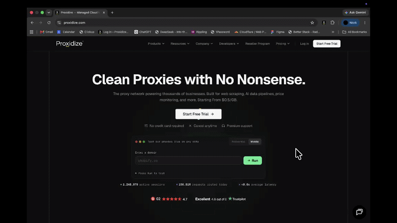 The Proxidize proxy extension for Chrome in action