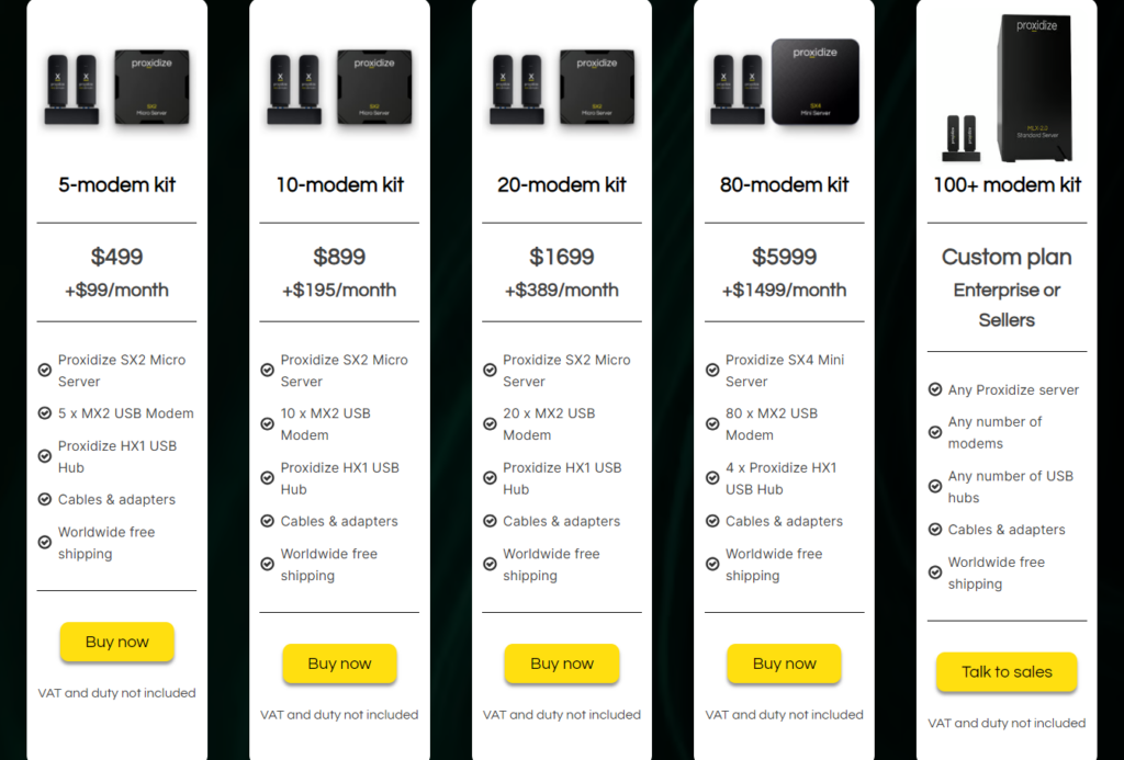 Proxidize Pricing Plans