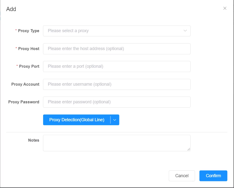 ixBrowser Proxy Set Up Page