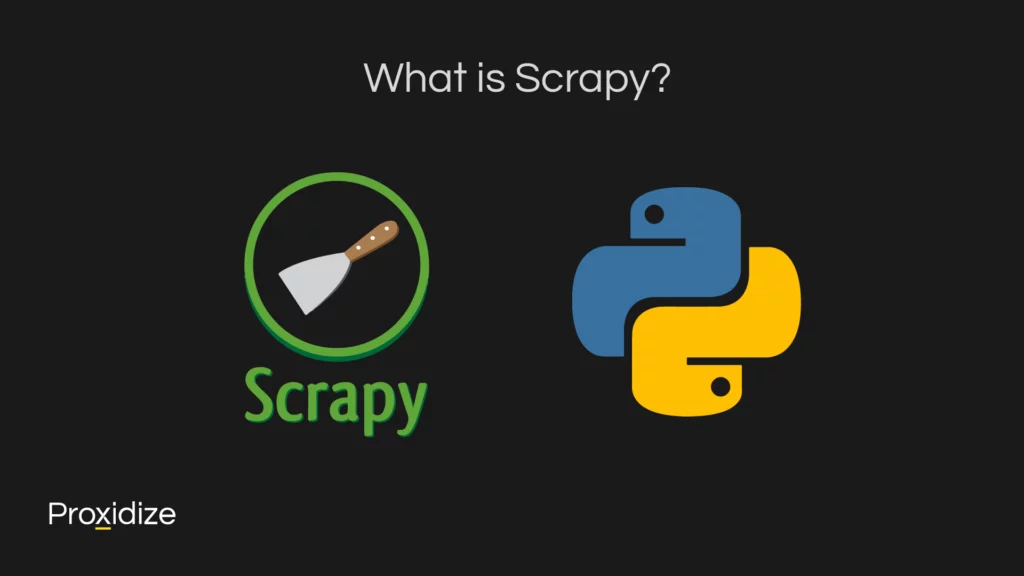 The logos of Scrapy and Python under a title 