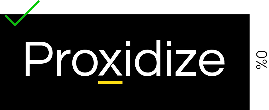 Proxidize logo with a green check mark next to it with a black background.