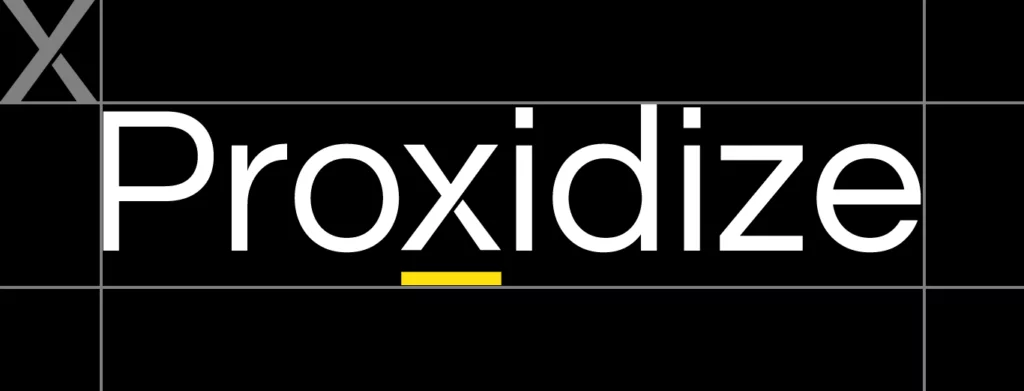 The Proxidize logo with a small Proxidize icon next to it on a black background.