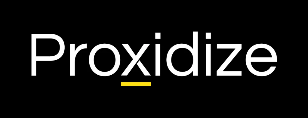 The Proxidize logo on a black background.