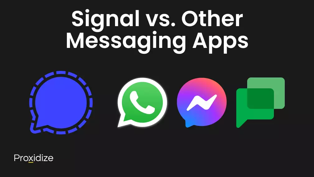 The logos of Signal, Facebook Messenger, Google Chat, and WhatsApp under the title 