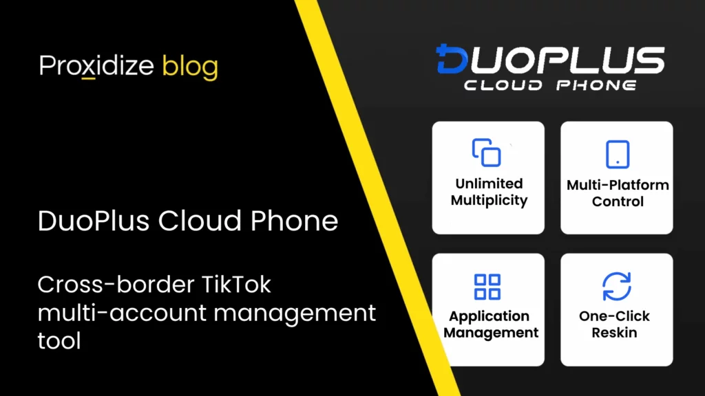 Featured image for DuoPlus Partnership showing key features next to the title DuoPlus Cloud Phone: TikTok Multi-Account Management Tool.