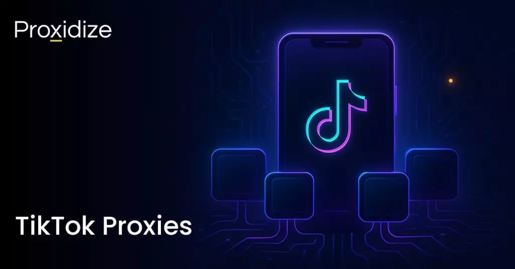Image of a large phone showing the TikTok logo and servers surrounding it. Text on the bottom reads 