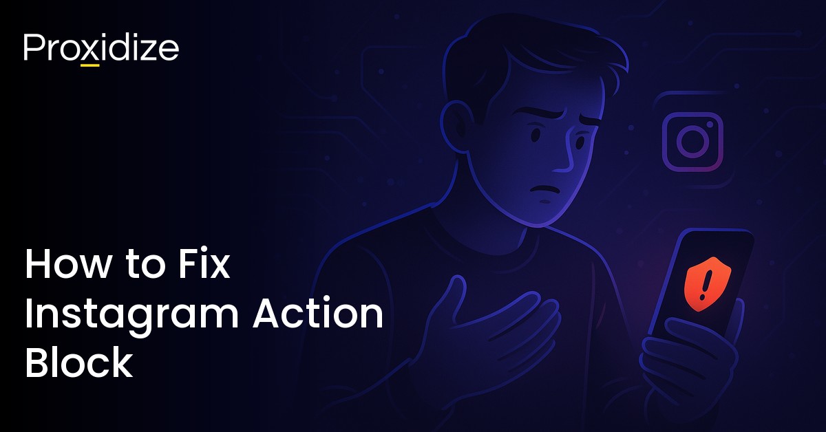 Image showing a man confused while staring at his phone with the Instagram logo to the side. Text to the left reads 