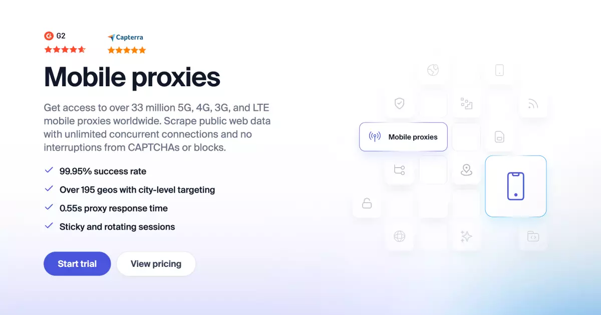 a screenshot of the soax mobile proxies page