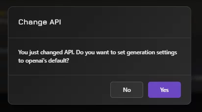 a screenshot of the change api pop-up on janitor ai