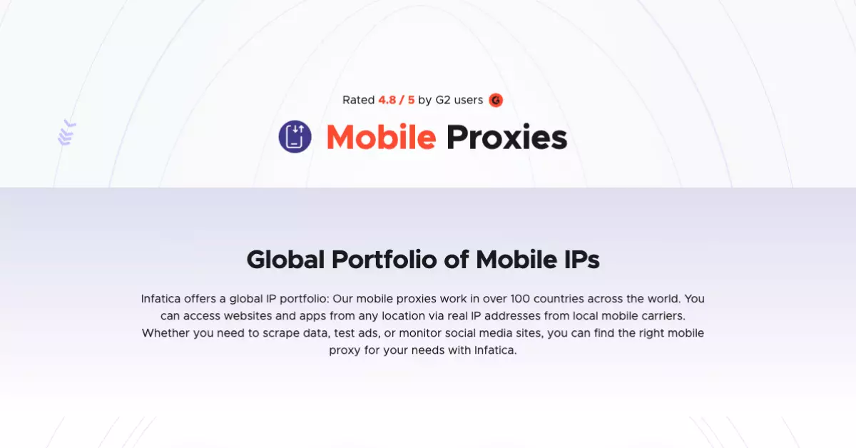 a screenshot of the Infatica mobile proxies page