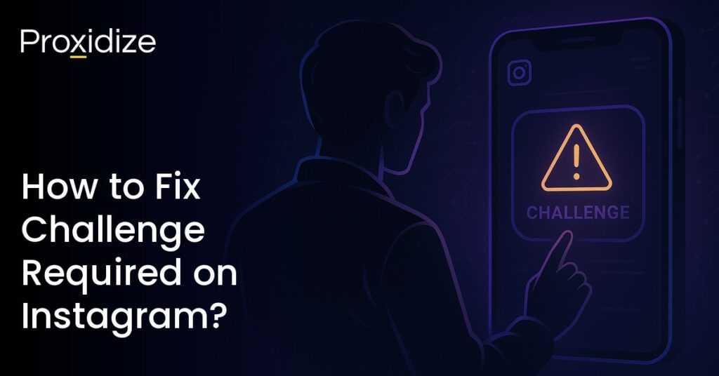 Person interacting with the Instagram challenge required error message