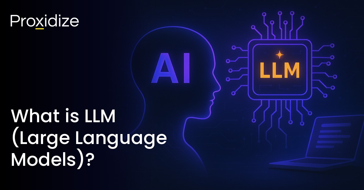 AI and LLM concept illustration next to the title what is llm large language modes?