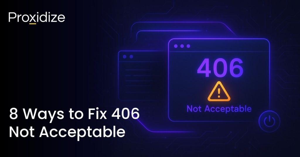 Image showing a browser screen reading 406 Not Acceptable. Text to the left reads 