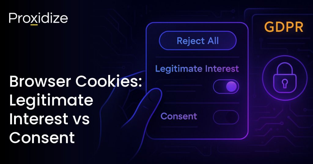 Image showing a screen with Legitimate Interest checked and Consent unchecked. Text to the left reads 