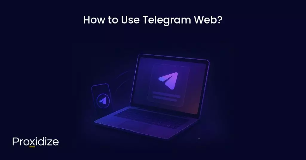 a drawing of the telegram web app on a laptop and phone under the title