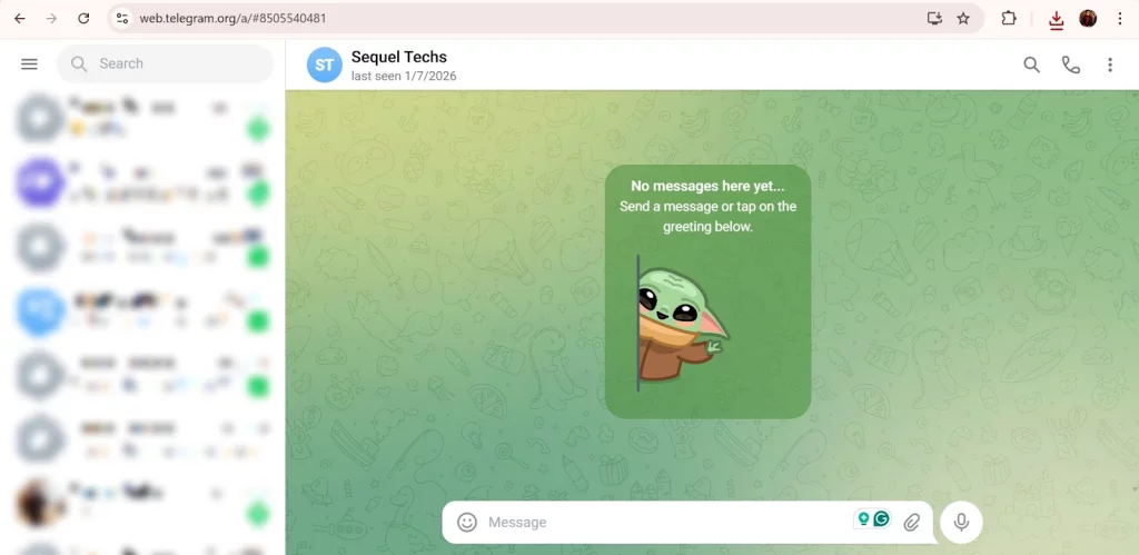 A screenshot of Telegram Web A