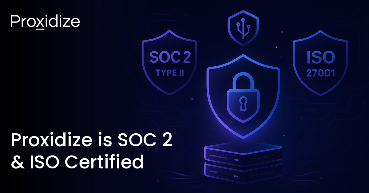 Proxidize SOC 2 Type 2 and ISO 27001 security compliance badges next to the title 