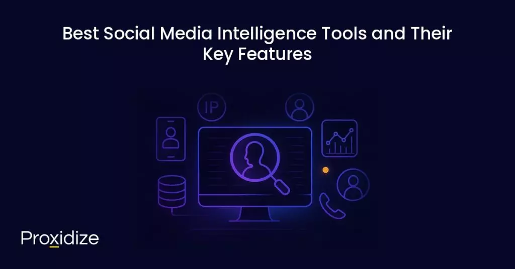 Image showing a computer with different social media tools around it. Text above reads