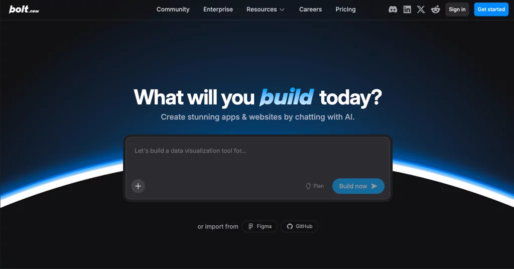 Bolt.new homepage screenshot