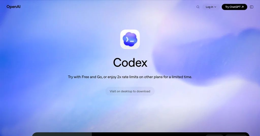 Codex homepage screenshot