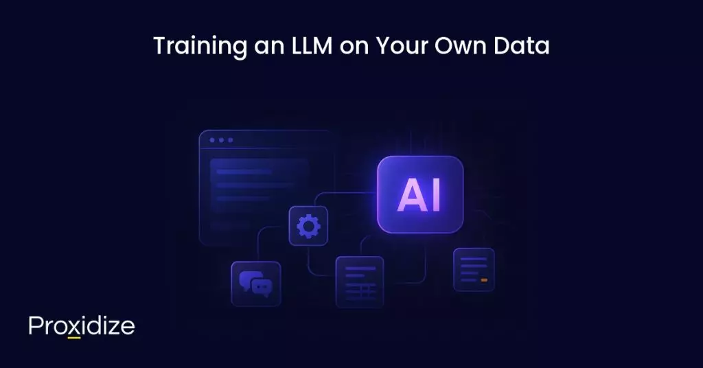 AI training concept with data connections under the title 
