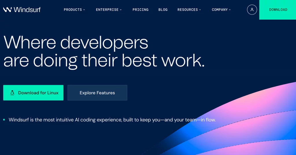 Windsurf homepage screenshot
