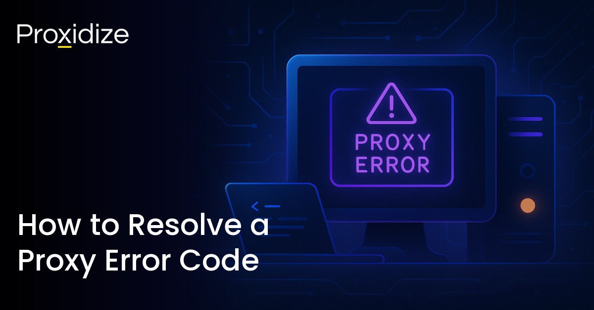 Image showing a computer screen with Proxy Error written on it. Text to the left reads 