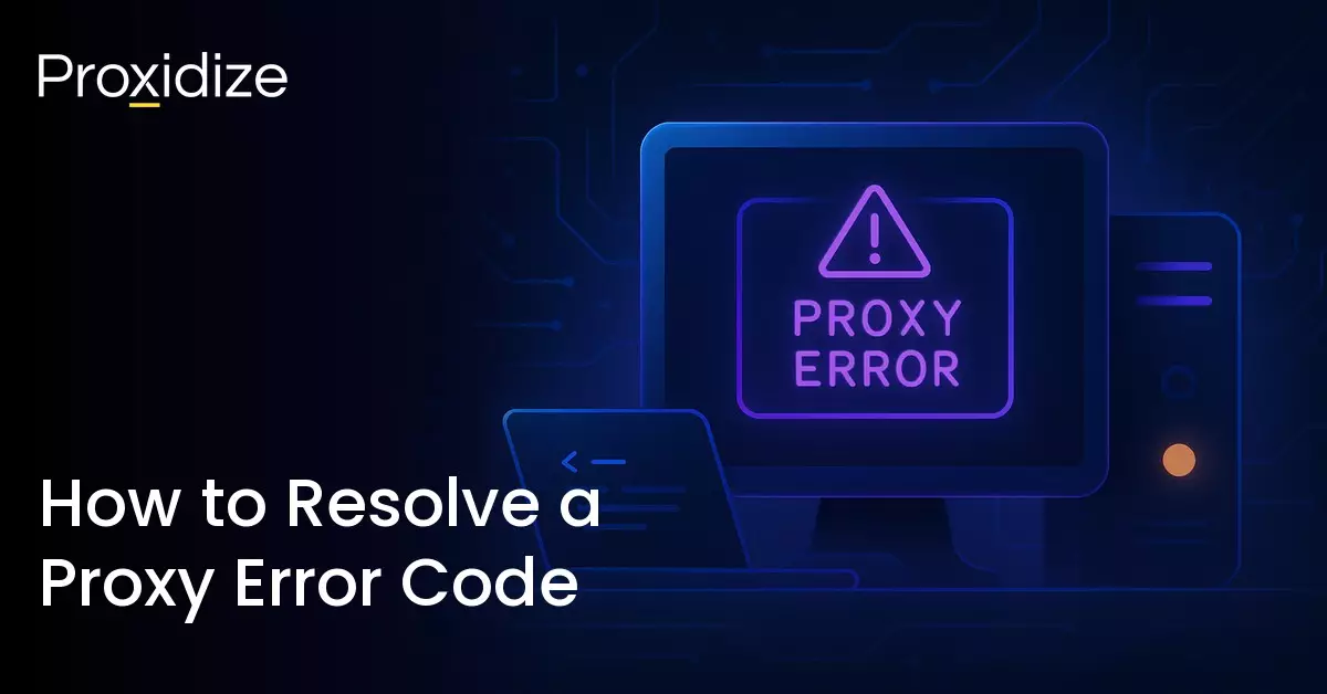 Image showing a computer screen with Proxy Error written on it. Text to the left reads 