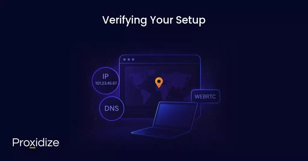 Image showing a laptop in front of a window showing the world map. Text above reads 