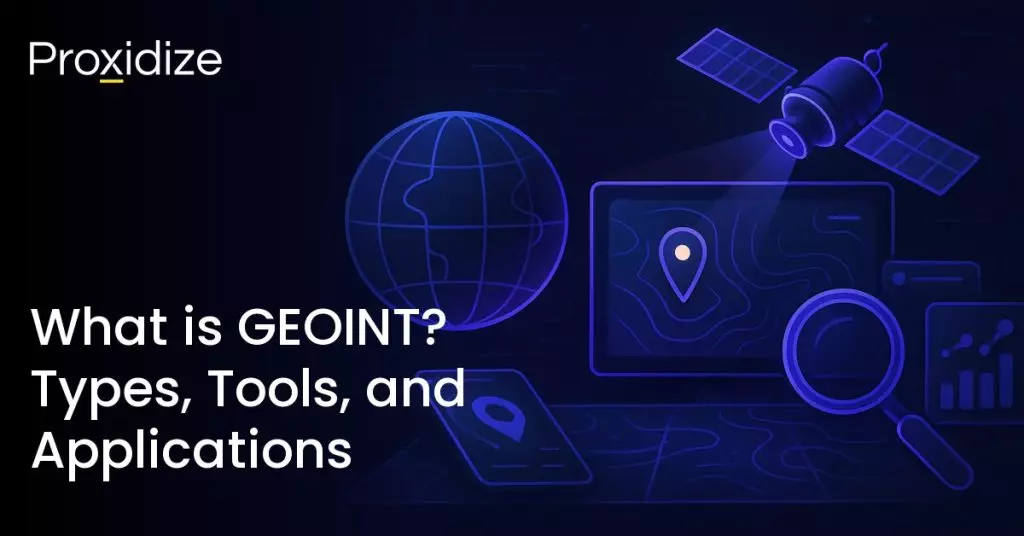 Image showing maps on a screen with a satellite shining on it. Text on the left reads 