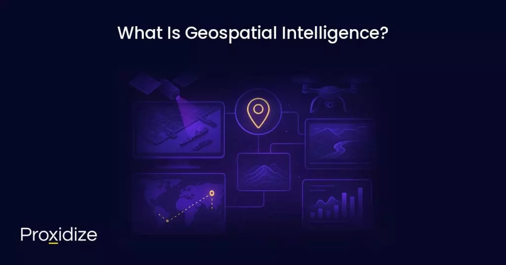 Image showing screens with a map and terrain on them with a map marker in the middle. Text above reads 