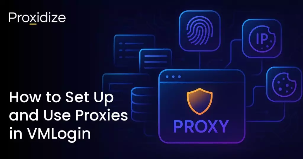 Image showing a browser with Proxy on it connecting to things that make an antidetect browser useful. Text to the left reads 