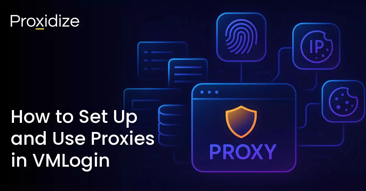 Image showing a browser with Proxy on it connecting to things that make an antidetect browser useful. Text to the left reads