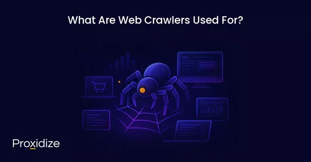 Image showing a spider on its web with desktops surrounding it. Text above reads 